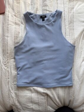 Express Pale Blue High-Neck Crop Tank from the body contour collection